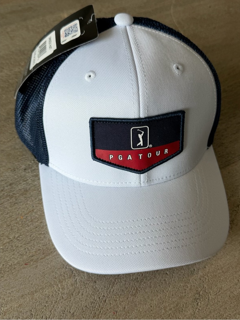 PGA TOUR Men's White and Navy Performance Mesh Back Cap